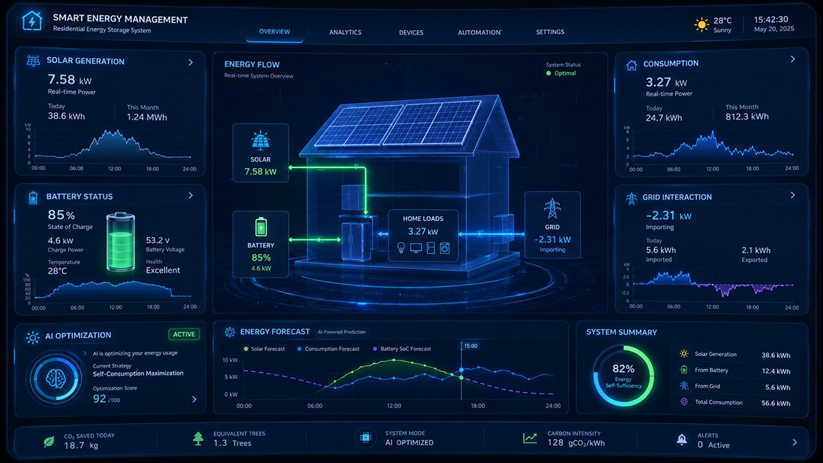 GRANKIA smart energy management dashboard for residential energy storage system